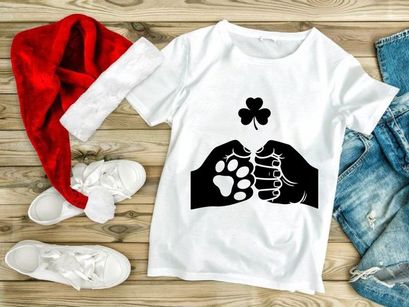 Fist Bump Dog Paw & Shamrock Vector