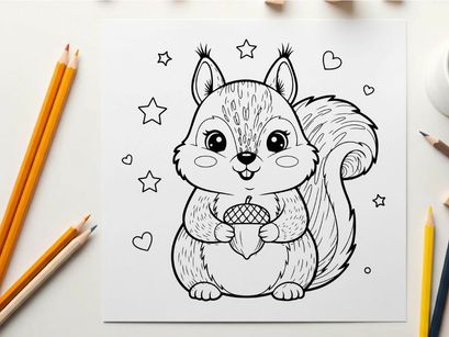Cute squirrel holding ice cream vector illustration