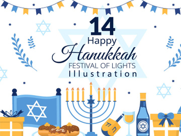 14 Happy Hanukkah Jewish Holiday Illustration preview picture