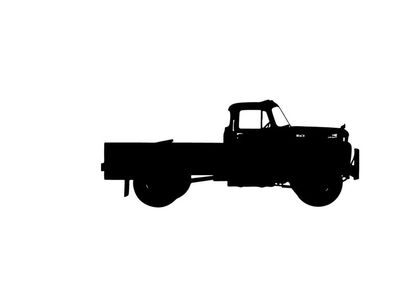 Silhouette of a classic old truck on a white background