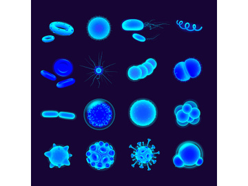 Bacteria realistic vector icons set preview picture