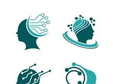 Digital abstract icon human head tech logo vector design inspiration