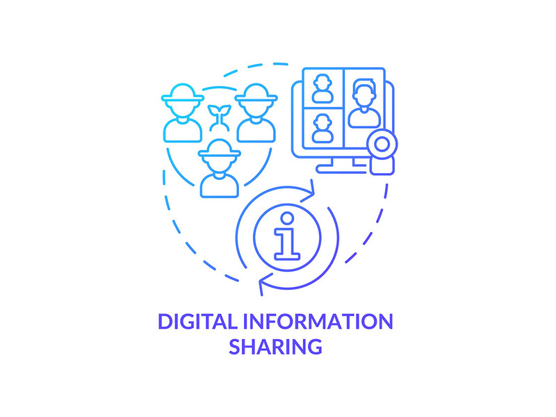 Digital information sharing blue gradient concept icon