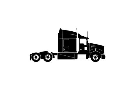 Silhouette of a semi truck with trailer