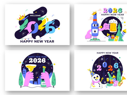12 Happy New Year 2026 Illustration