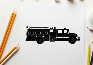 Silhouette of a fire truck vehicle emergency response