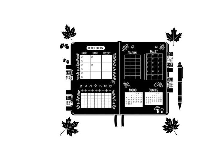 Silhouette of a planner with calendar and notes pages