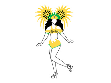 Brazilian carnival dancer flat silhouette vector illustration preview picture