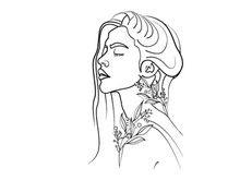 Line Art Flower Drawing Women