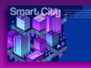 Isometric city set of violet colors preview picture