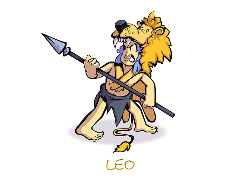 Leo zodiac sign man flat cartoon vector illustration