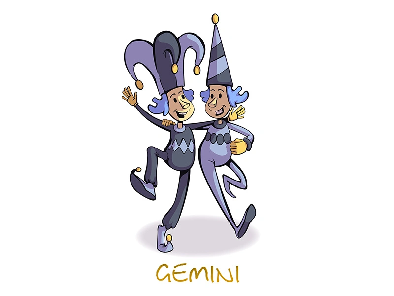 Gemini zodiac sign people flat cartoon vector illustration