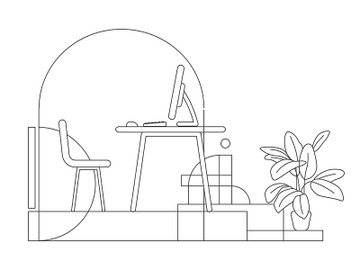 Home workplace outline vector illustration preview picture