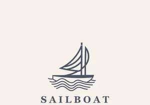 Sail boat logo water lines hipster design minimalist template