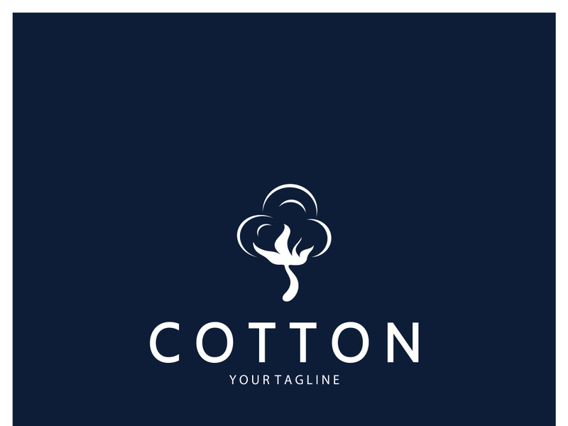 Soft natural organic cotton flower plant logo for cotton plantations, industries,business,textile,clothing and beauty,vector