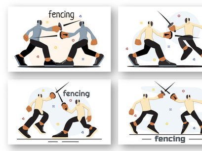 9 Fencing Player Sport Illustration