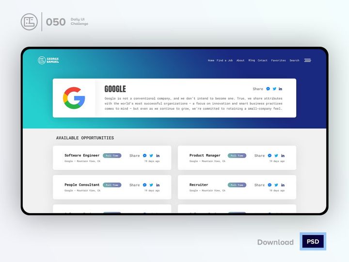 Job Listing | Daily UI challenge - 050/100