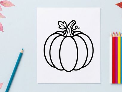 Cute pumpkin illustration for autumn decor. Simple fall harvest symbol for seasonal design.