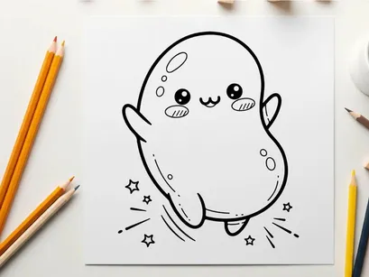 Cute ghost hugging heart vector illustration flat design