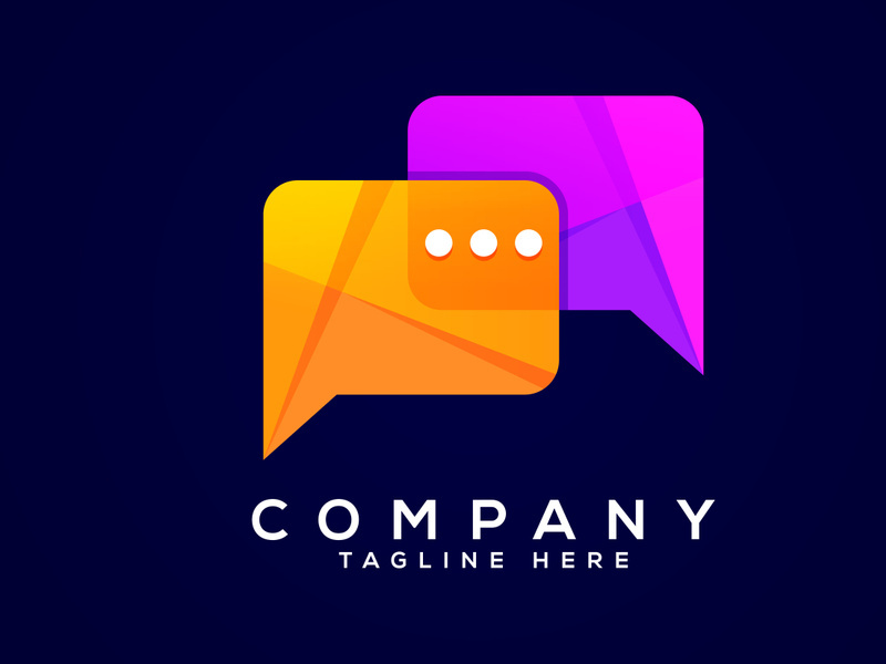 Modern gradient color chat logo design. Social media speech icon vector illustration
