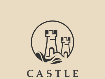 Castle kingdom logo graphic template design, Ancient castle vintage vector preview picture