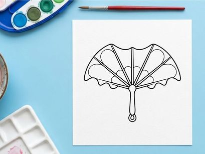 Bat wing hand fan illustration. Gothic style folding fan isolated on white background.