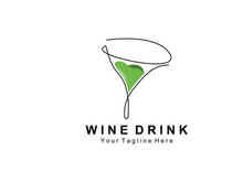 Beverage Wine Logo Design, Glass Illustration, Alcohol Drink Bottle, Company Product Vector