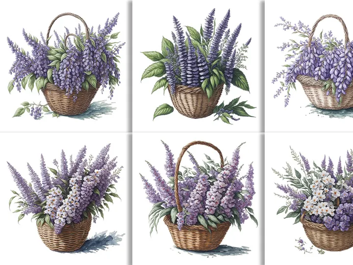 Watercolor Flower Basket Design