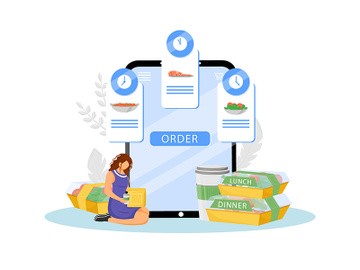 Ready diet food online order and delivery flat concept vector illustration preview picture