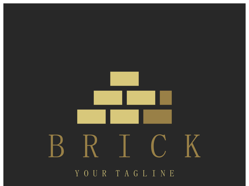 creative brick logo designs for buildings, architectural buildings, civil engineering, building materials shops