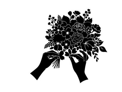 ilustração vetorial de buquê de flores segurado por mãos