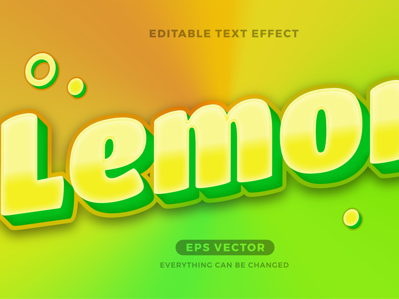 Lemon Juice Trendy editable text effect vector template