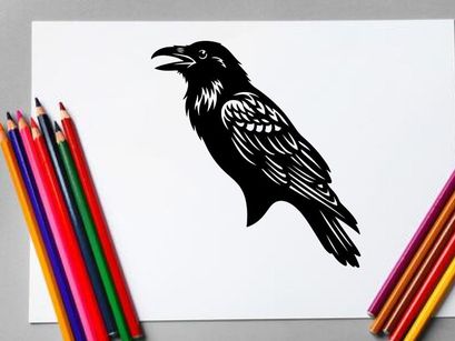 Black Crow Illustration for Nature and Wildlife Design
