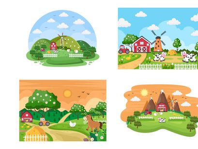 28 Cute Cartoon Farm Animals Illustration