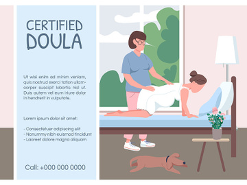 Certified doula poster flat vector template preview picture