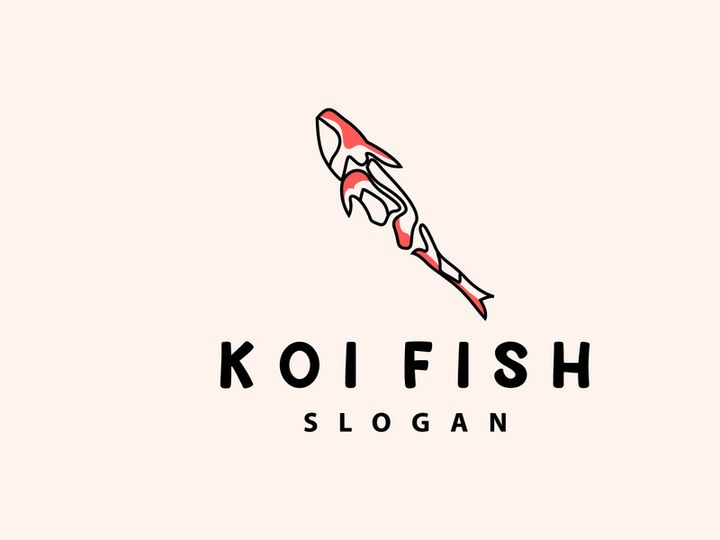 Koi Fish Logo Design, Ornamental Fish Vector