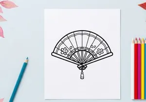 Leque de papel com design de renda floral. Acessório decorativo vintage para eventos elegantes e estilo de verão.