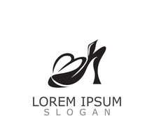 Women shoes logo design High heel fashion shop icon vector for business store