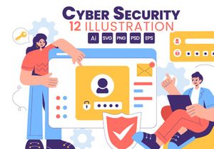 12 Digital Cyber Security Illustration