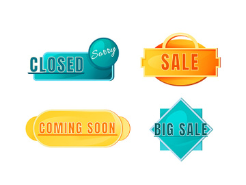 Shopping vector board sign illustrations set preview picture