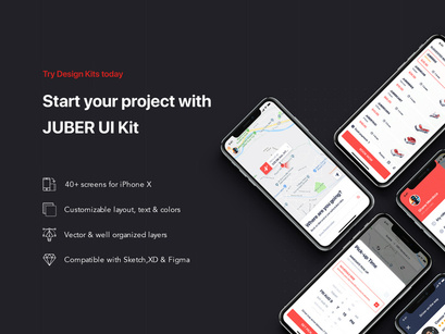 JUBER - Car booking UI Kit for SKETCH