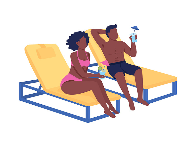 Romantic getaway flat color vector faceless characters