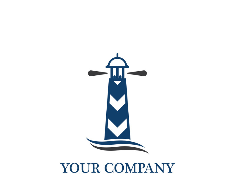 Lighthouse icon logo and vector illustration beacon tower design vintage symbol