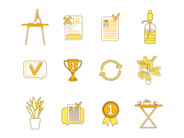 Office items yellow linear objects set preview picture