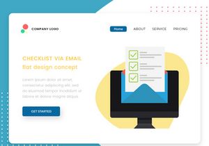 Checklist via email flat design concept