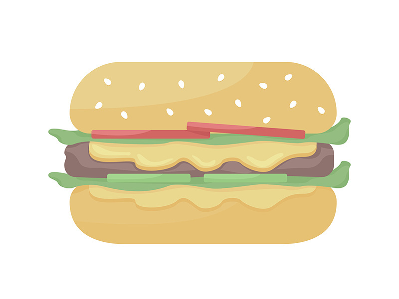 Cheeseburger semi flat color vector object
