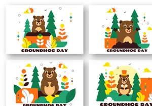 10 Happy Groundhog Day Illustration