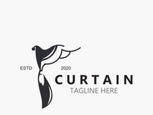 Curtain logo decoration style minimalist elegant vector design illustration