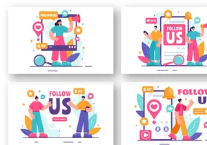 12 Follow Us and Like Illustration