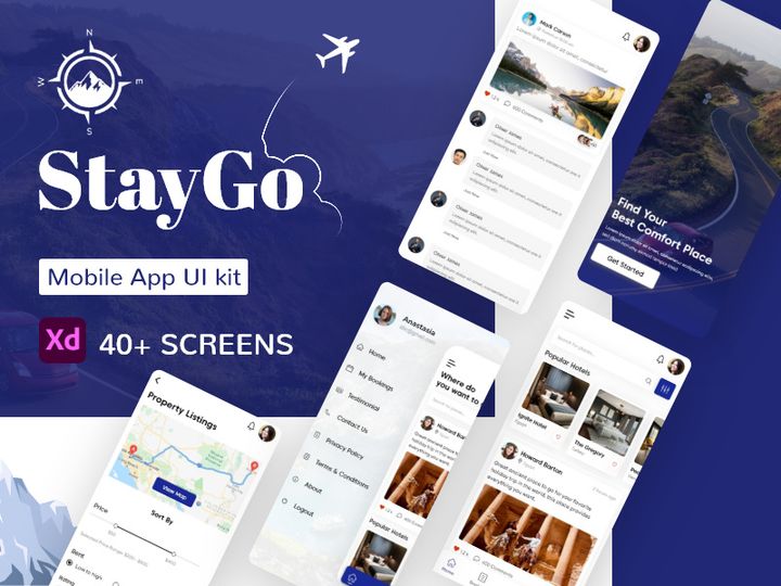 StayGo App - Adobe XD Mobile UI Kit